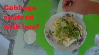 Fried cabbage with beef | East Asian specialties