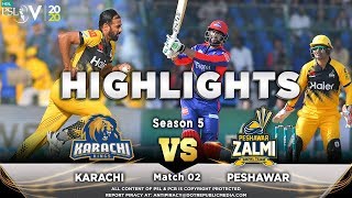 Karachi Kings vs Peshawar Zalmi | Full Match Highlights | Match 2 | 21 Feb 2020 | HBL PSL 2020 | MA2