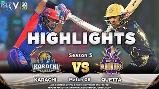 Karachi Kings vs Quetta Gladiators | Full Match Highlights | Match 6 | 23 Feb 2020 | HBL PSL 2020