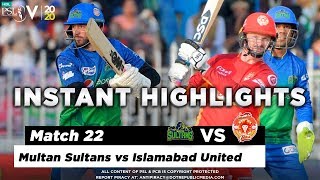 Multan Sultans vs Islamabad United | Full Match Instant Highlights | Match 22 | 8 March | HBL PSL 5