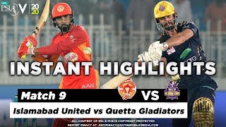 Islamabad United vs Quetta Gladiators | Full Match Instant Highlights | Match 9 | 27 Feb | HBL PSL 5