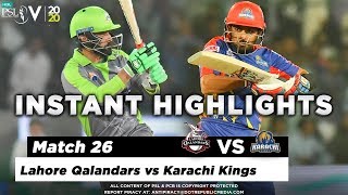 Lahore Qalandars vs Karachi Kings | Full Match Instant Highlights | Match 26 | 12 March | HBL PSL 5