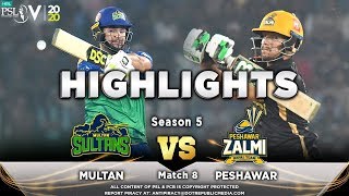 Multan Sultans vs Peshawar Zalmi | Full Match Highlights | Match 8 | 26 Feb | HBL PSL 2020