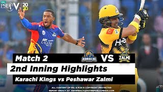 Karachi Kings vs Peshawar Zalmi | 2nd Inning Highlights | Match 2 | 21 Feb 2020 | HBL PSL 2020