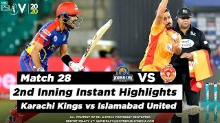 Islamabad United vs Karachi Kings | 2nd Inning Highlights | Match 28 | 14 March | HBL PSL 2020