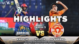 Islamabad United vs Karachi Kings | Full Match Highlights | Match 28 | 14 March | HBL PSL 2020