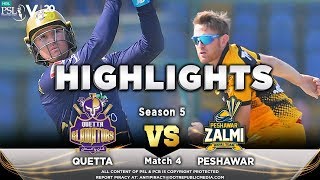 Quetta Gladiators vs Peshawar Zalmi | Full Match Highlights | Match 4 | 22 Feb | HBL PSL 2020
