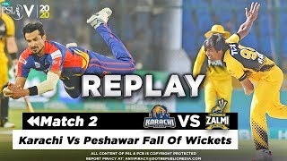 Karachi vs Peshawar Fall Of Wickets | Karachi Kings vs Peshawar Zalmi | Match 2 | HBL PSL 5 | 2020