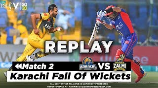 Karachi Fall Of Wickets | Karachi Kings vs Peshawar Zalmi | Match 2 | HBL PSL 5 | 2020