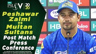Zeeshan Ashraf Post Match Press Conference | Peshawar Zalmi vs Multan Sultans | HBL PSL 2020