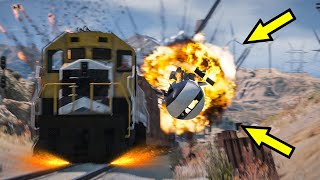 GTA 5 Plane Crash Into Train (Airplane Accident Movie) GTA V Train Crashes