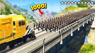 1000 COPS vs. TRAIN! (GTA 5 Funny Moments)
