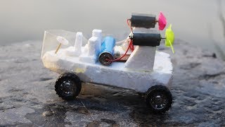 How To Make Simple Air Cushion Boat From DC Motor