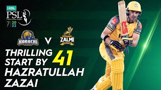 Thrilling Start By Hazratullah Zazai | Karachi Kings vs Peshawar Zalmi | Match 11 | HBL PSL 7 | ML2T