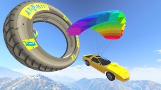 CAR PARACHUTE OBSTACLE COURSE! - GTA 5 Funny Moments #674